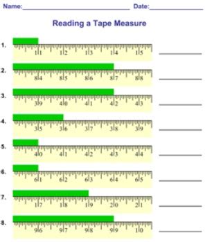 reading a tape measure worksheet